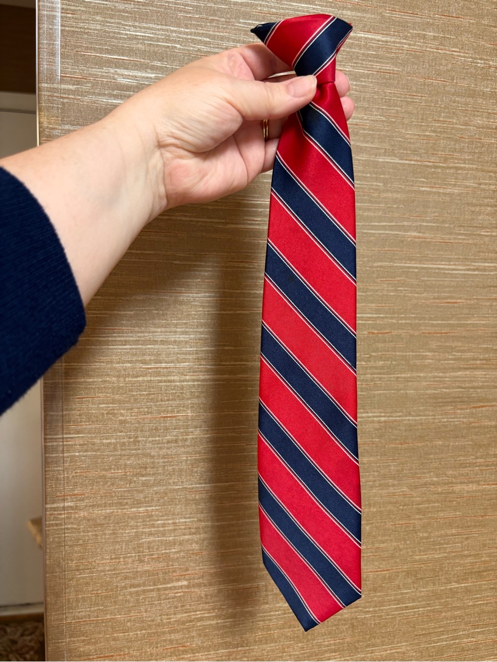 Cherokee Red and Navy Striped Kids Tie clip on